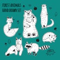 Forest animal illustration set