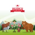 Forest animals. Canada icon. cartoon design. Colorfull illustration Royalty Free Stock Photo