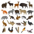 Forest animals color flat icons set