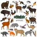 Forest animals color flat icons set