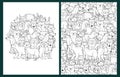 Cute forest characters coloring pages set in US Letter format. Woodland animals prints Royalty Free Stock Photo