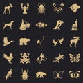 Forest animals icons set, simple style Royalty Free Stock Photo