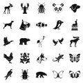 Forest animals icons set, simple style Royalty Free Stock Photo