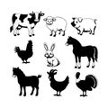 Forest animals set vector silhouette Royalty Free Stock Photo