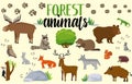 Forest animals. Woodland cute animal set drawing vector illustration Royalty Free Stock Photo