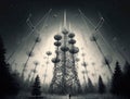 A forest of antennas protrude from a tall tower connecting the digital world together like a giant cobweb. Lifestyle