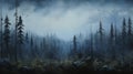 Misty Mountains: A Post-apocalyptic Highland Painting Royalty Free Stock Photo