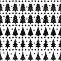 Forest Background illustration. Simple seamless Christmas pattern - Xmas trees, stars, snowflakes. Royalty Free Stock Photo