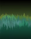 Forest background. Silhouette panorama. Landscape with trees. Conifers. Beautiful dark view. Night scene. Illustration Royalty Free Stock Photo