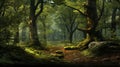 Realistic Fantasy Forest With Green Trees In Uhd