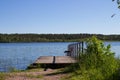 Forest Bank with wooden bridges that go into the lake