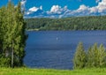 Forest banks on the Volga river Royalty Free Stock Photo
