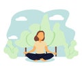 Forest bathing vector illustration. Nature therapy flat tiny persons concept. Recreational