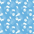 Forest bear and tree branch seamless pattern. Vector background Royalty Free Stock Photo