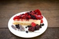 Forest berry fruit cheesecake, cremy cake made with forest berries