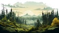 Forest black forest illustration banner landscape panorama