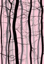 Forest Branches seamless pattern. Fog in the morning spring, winter bare trees vector illustration.