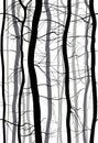 Forest Branches seamless pattern. Monochrome spring, winter bare trees vector illustration.