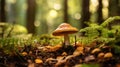 A forest brown mushroom in a natural background .