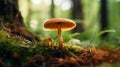 A forest brown mushroom in a natural background .