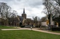 Forest, Brussels Capital Region, Belgium - The Abbey park and the tower of the Saint Denis church