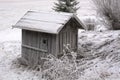 A forest and the cabin frozen by night with the temperature dropped to 16 below zero