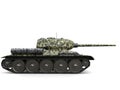 Forest camo old military tank - side view Royalty Free Stock Photo