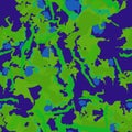 Forest camouflage of various shades of violet, blue and green colors