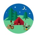 Forest camping and hiking Royalty Free Stock Photo