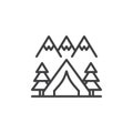 Forest camping tent outline icon Royalty Free Stock Photo