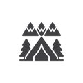 Forest camping tent vector icon Royalty Free Stock Photo