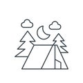 Forest camping thin line icon