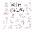 Forest Christmas set. Royalty Free Stock Photo