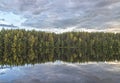 Forest and clouds reflection in the river