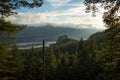 Forest in the Columbia River Gorge at sunset. Travel in Washington and Oregon Royalty Free Stock Photo