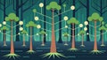 A forest of connection where the roots of each tree intertwine to form a vast network of interrelated data sets.. Vector Royalty Free Stock Photo