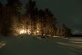 Forest cottage in the evening, Lapland, FInland