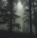 Forest with dark fog Royalty Free Stock Photo