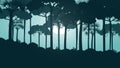 Forest day landscape scene illustration clip art with premium vector