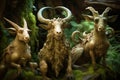 Forest deities mythological goats with horns, creature from legends. AI generated