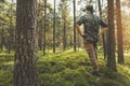 Forest development and sustainable forestry. ranger monitoring the woodland ecosystem