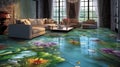 Forest Dreams: 3D Epoxy Floors Transforming Spaces into Enchanted Realms Royalty Free Stock Photo