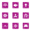 Forest enterprise icons set, grunge style