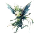 Forest Fairy, Mischievous Pixie Watercolor on transparent background Royalty Free Stock Photo