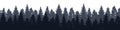 Forest fir tree, seamless group of trees silhouettes Royalty Free Stock Photo