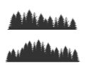 Forest Fir Trees Silhouettes, Coniferous Spruce Horizontal Seamless Pattern, Black Evergreen Woods Vector Illustration