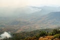 Forest Fire Burning in Loei Province the high land forest. Amongst the forested hills some local people continue to live self