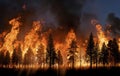 Forest fire burning out of control - AI Generated Royalty Free Stock Photo