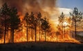 Forest fire burning out of control - AI Generated Royalty Free Stock Photo