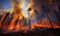 Forest fire burning out of control - AI Generated Royalty Free Stock Photo